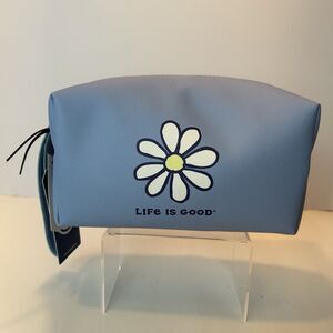 Life Is Good Cosmetics Bag Blue Flower NWT